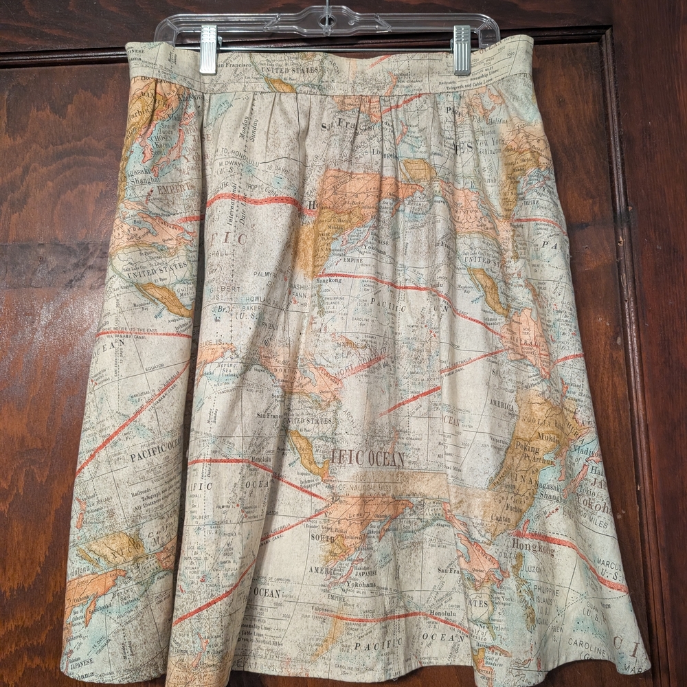 Retrolicious Vintage Map A-Line Skirt